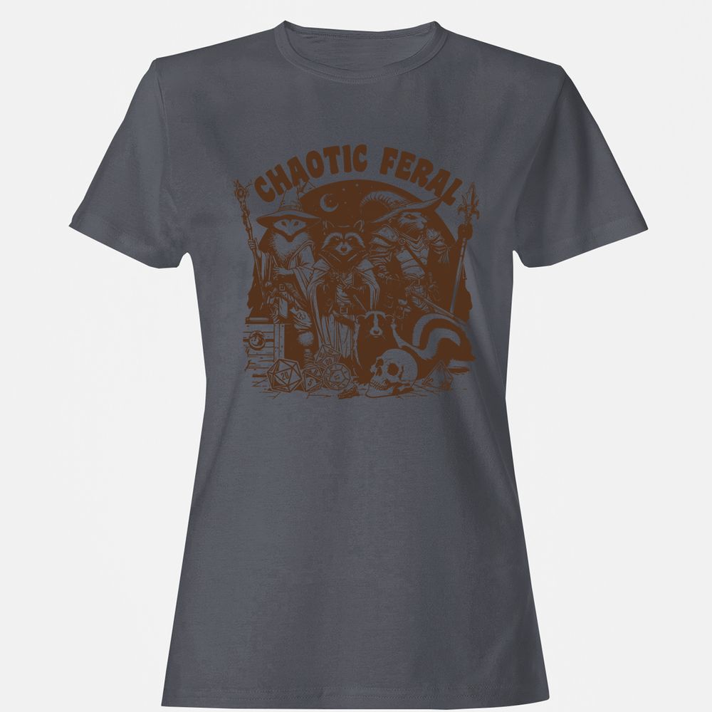 Raccoon Chaotic Feral Women's T-Shirt - Dark Heather - 5