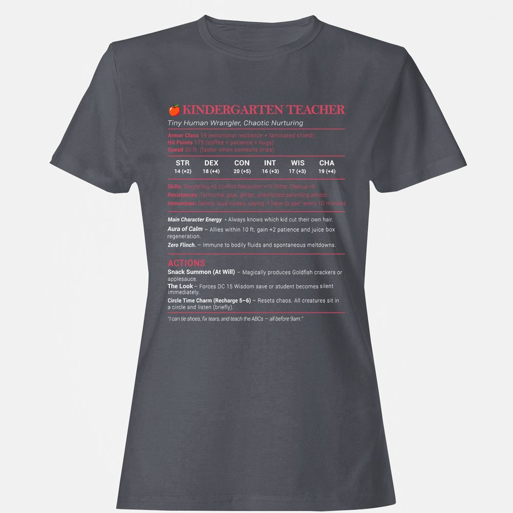 Kindergarten Teacher Stats Women's T-Shirt - Dark Heather - 5