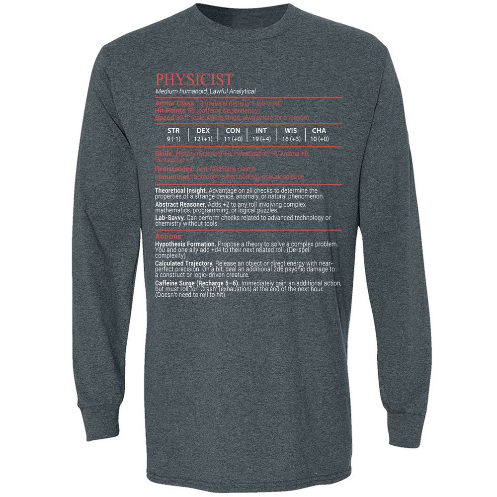 Physicist Stats Block - Dark Heather - 5