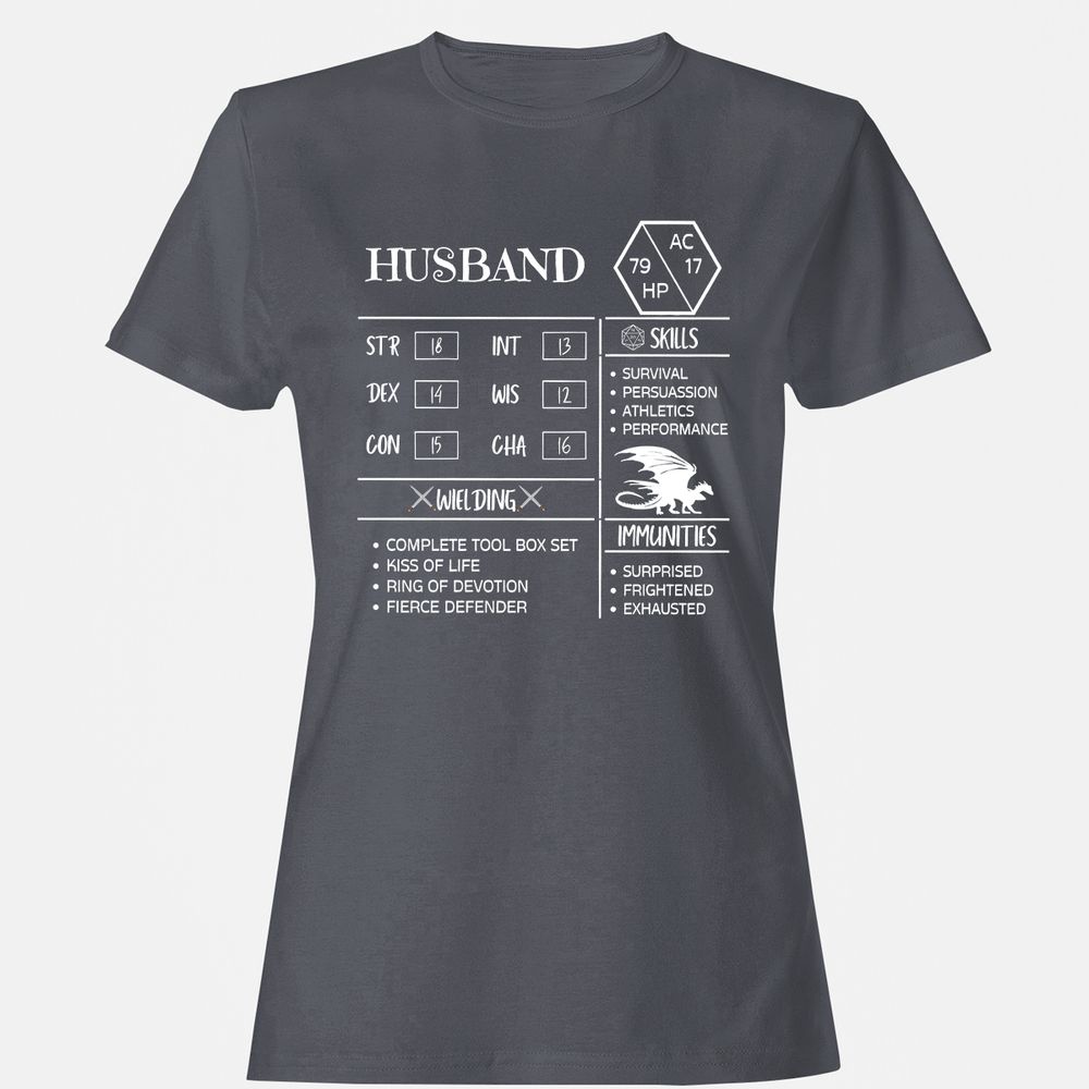 Husband Stats 2 Women's T-Shirt - Dark Heather - 5