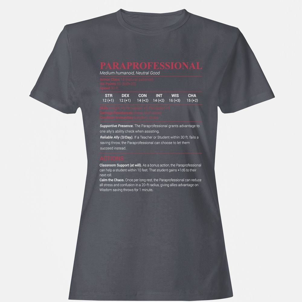 Paraprofessional Women's T-Shirt - Dark Heather - 5