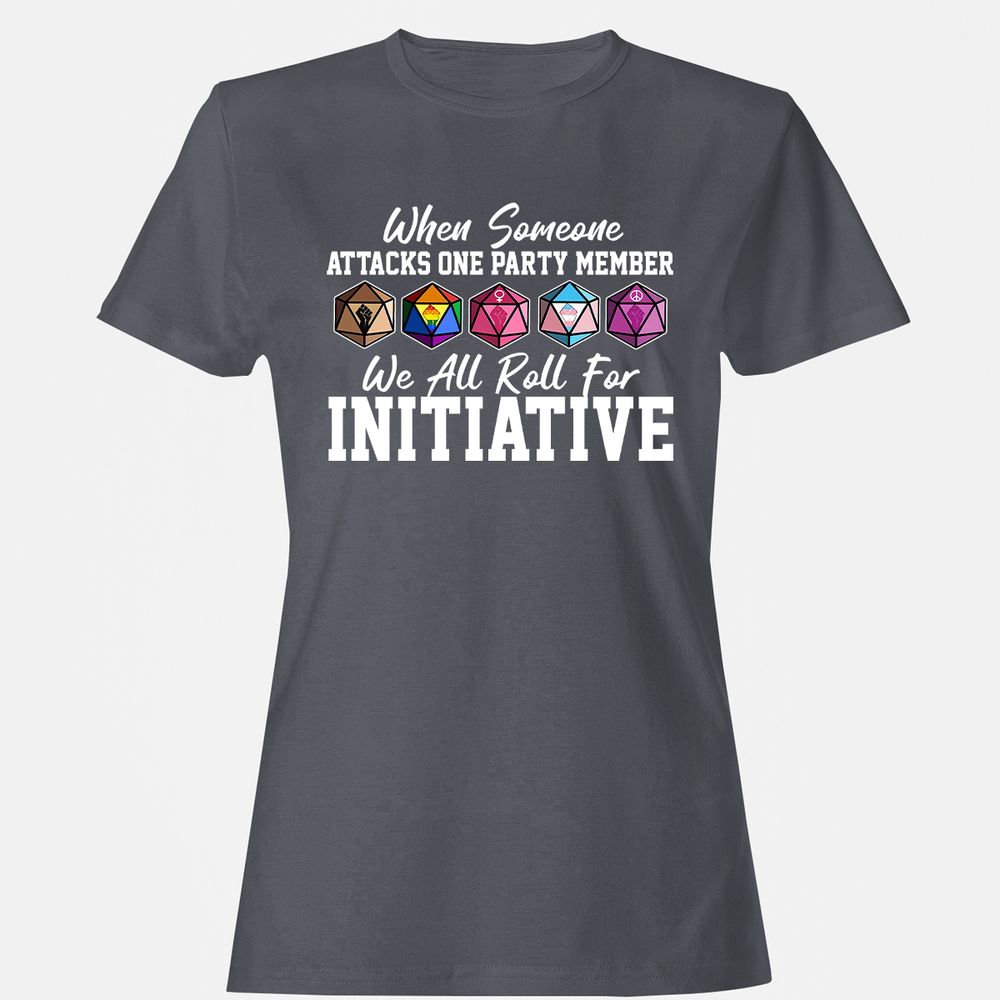 LGBT Roll For Initiative Women's T-Shirt - Dark Heather - 5