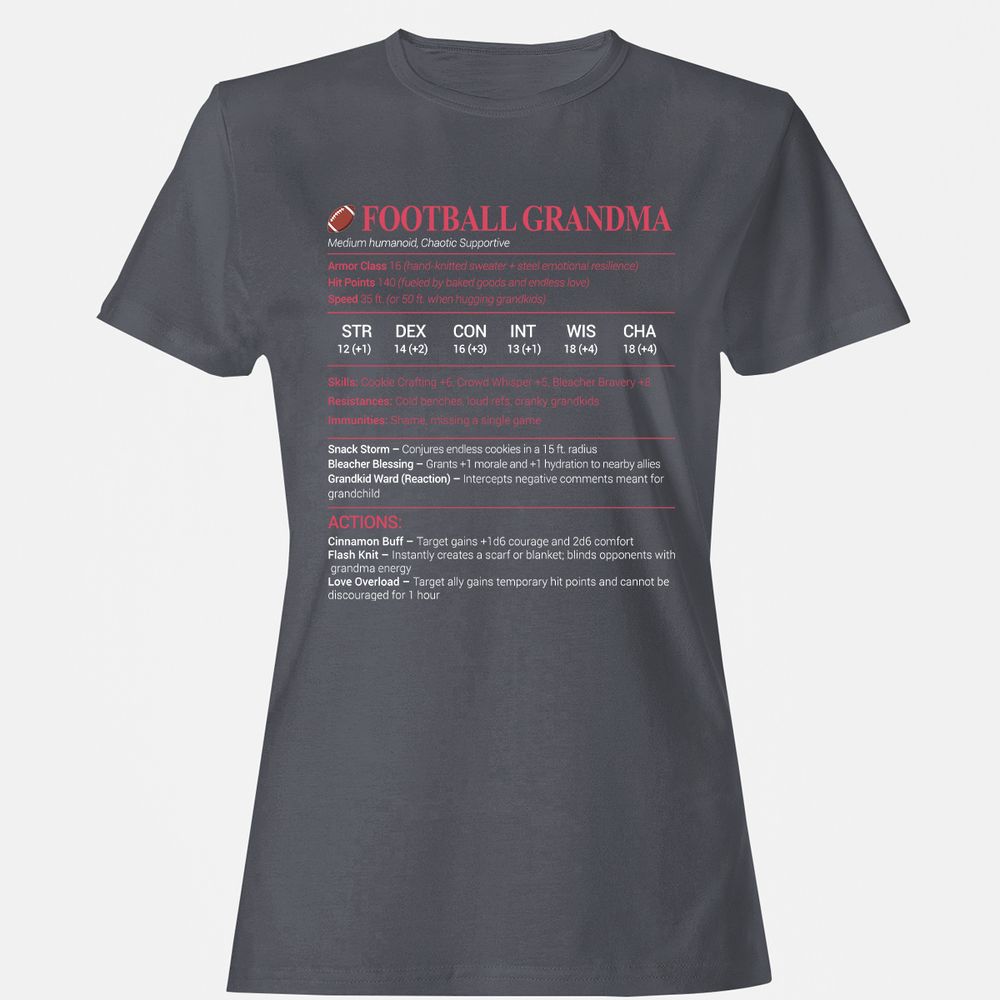 Football Grandma Women's T-Shirt - Dark Heather - 5