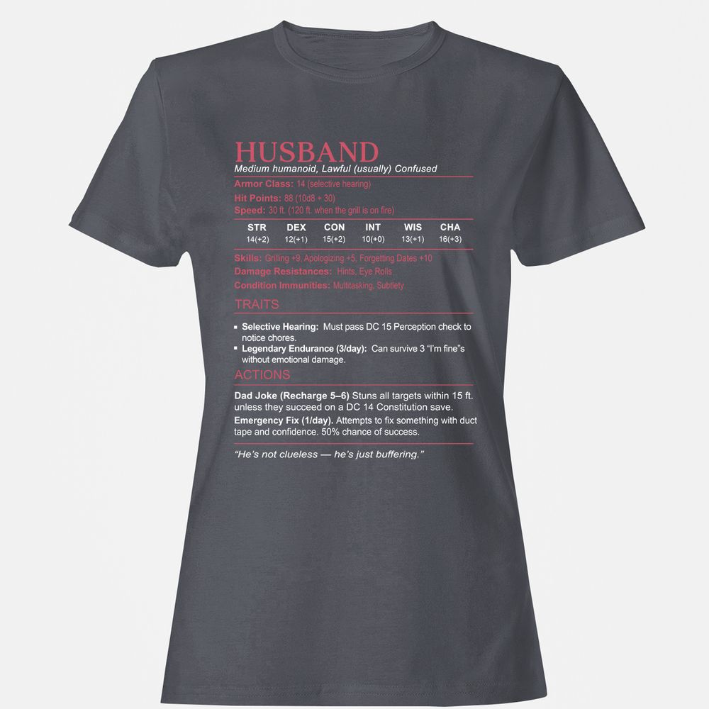 Husband Stats Women's T-Shirt - Dark Heather - 5
