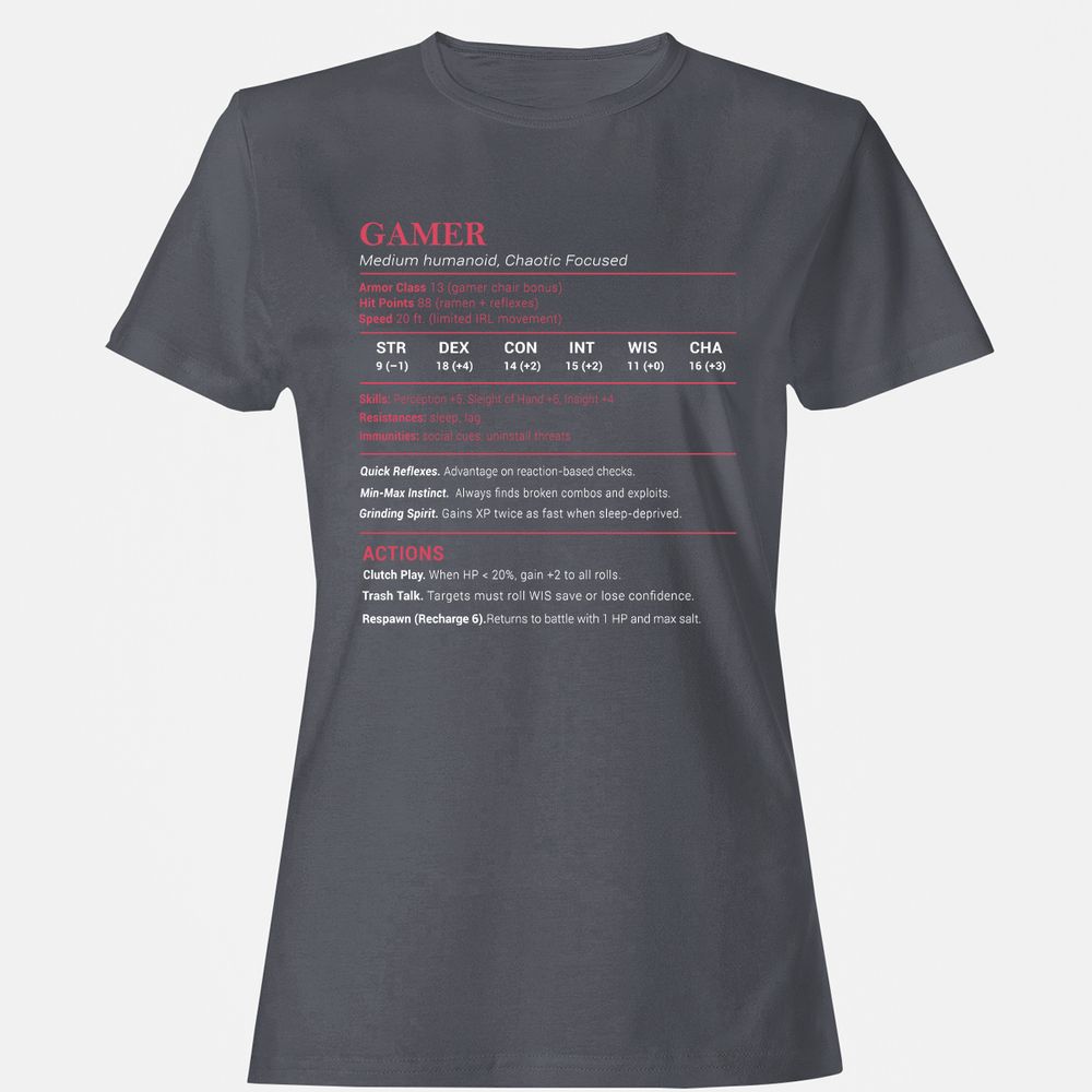 Gamer Stats Women's T-Shirt - Dark Heather - 5