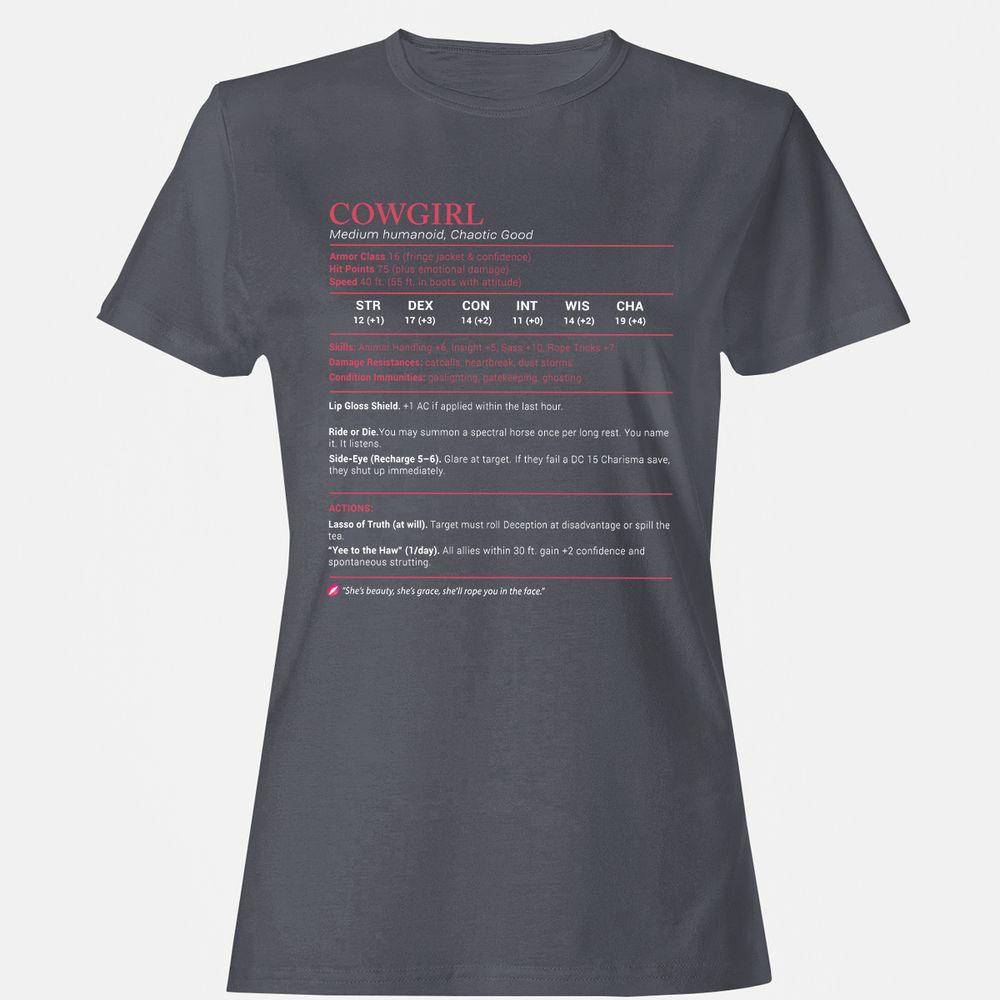 Cowgirl Stats Women's T-Shirt - Dark Heather - 5