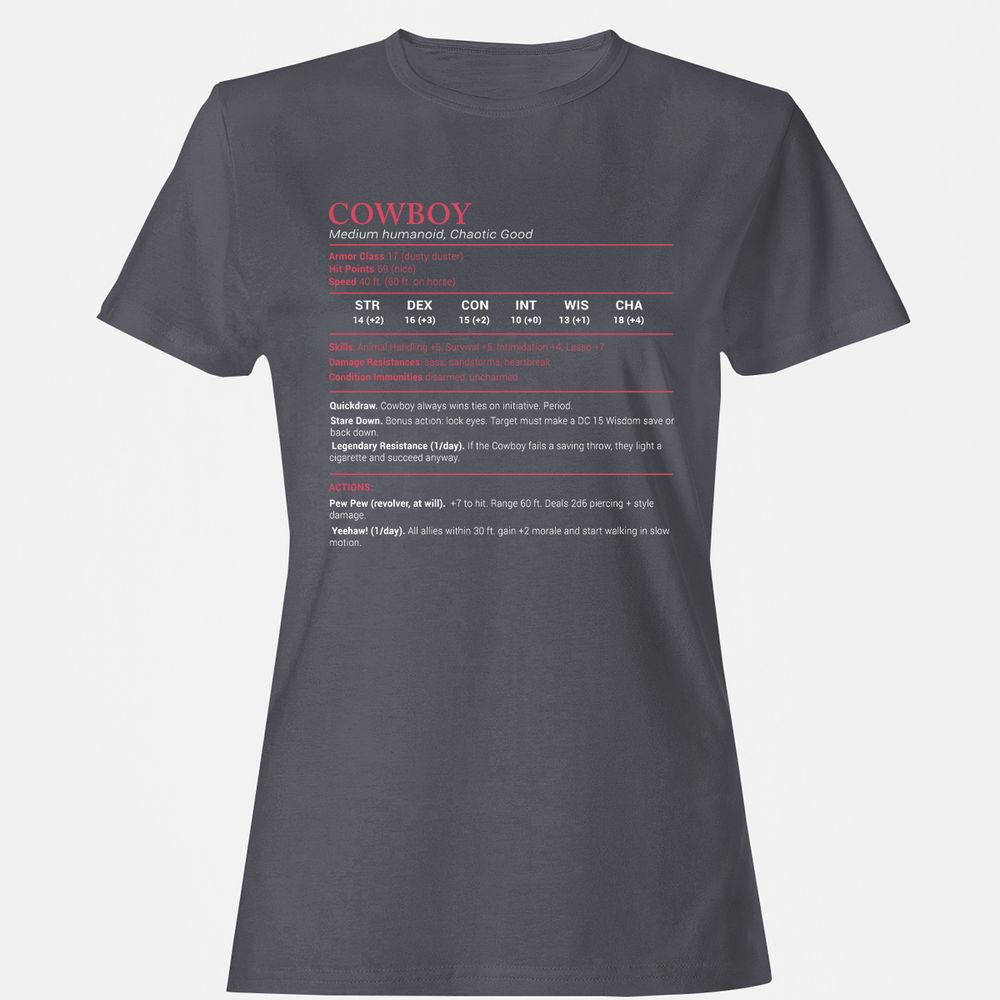 Cowboy Stats Women's T-Shirt - Dark Heather - 5