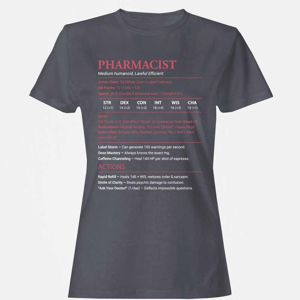 Pharmacist Stats Women's T-Shirt - Dark Heather - 5