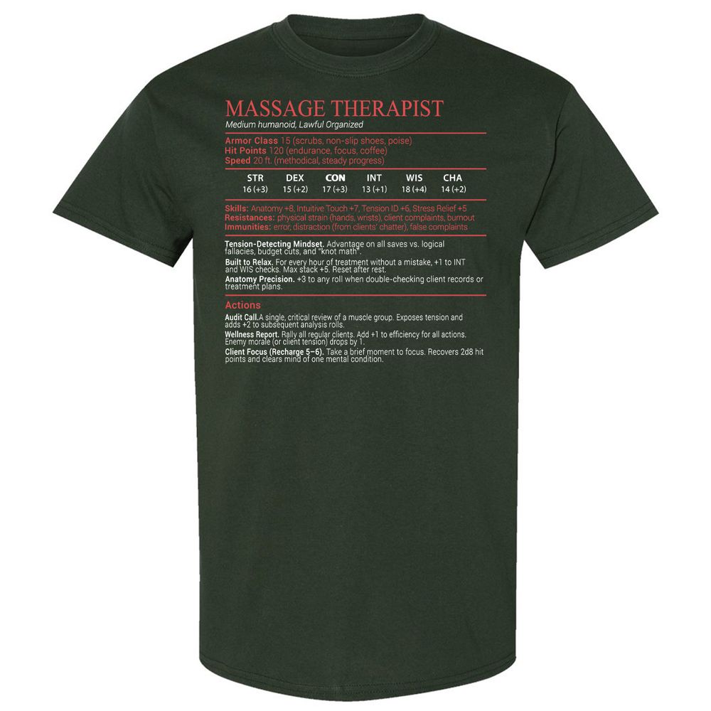 Massage Therapist Stats Block - Forest Green - 5