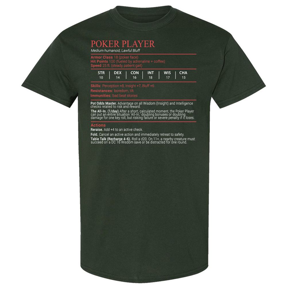 Poker Player Stats Block - Forest Green - 5