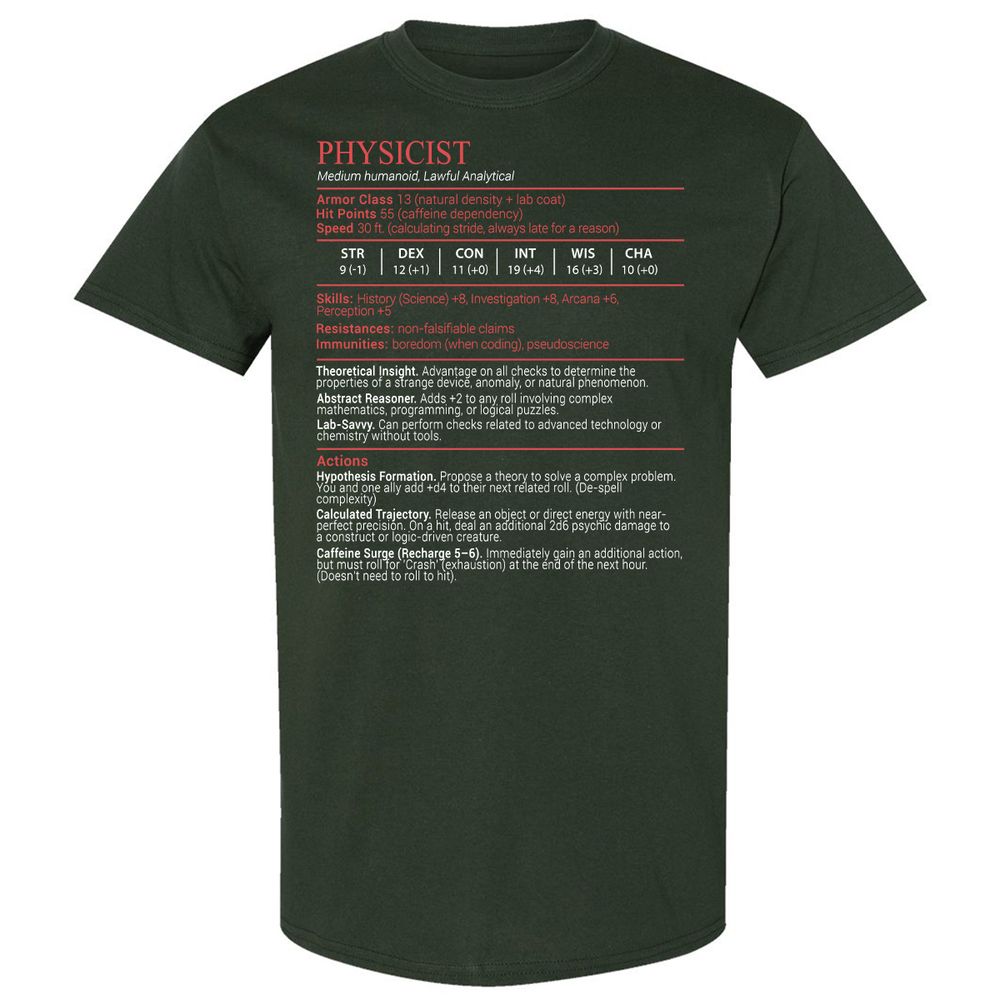 Physicist Stats Block - Forest Green - 5