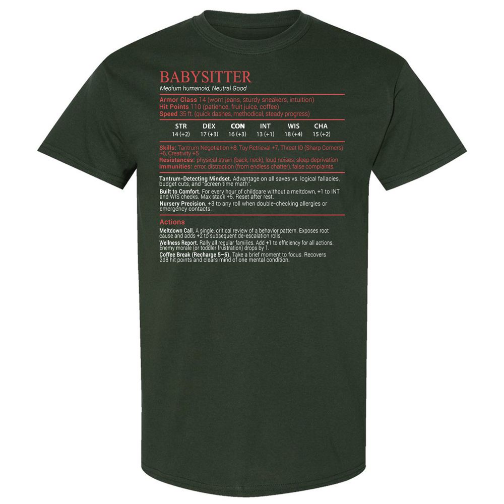 Baby Sitter Stats Block - Forest Green - 5