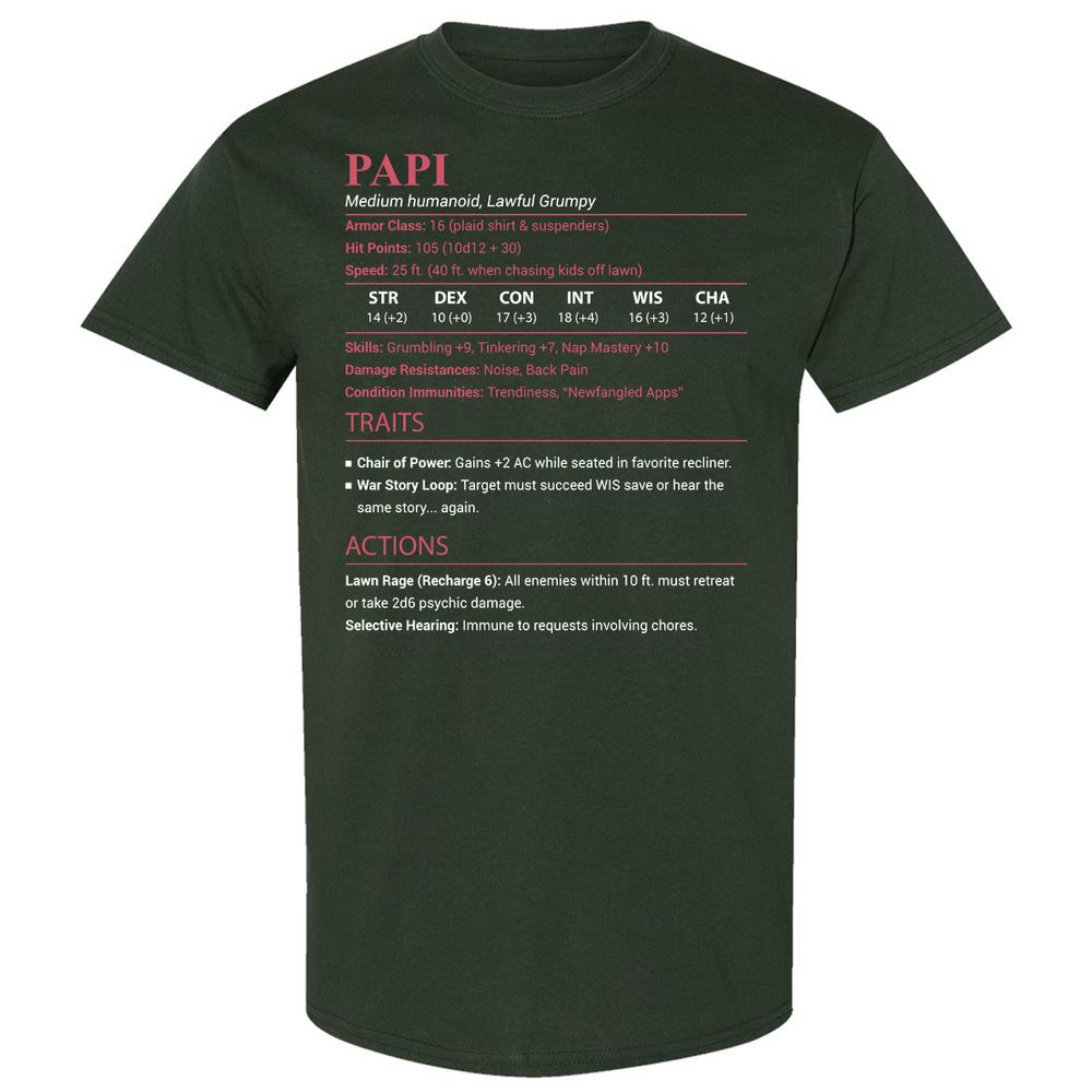 Papi Stats Classic Unisex T-Shirt - Forest Green - 5