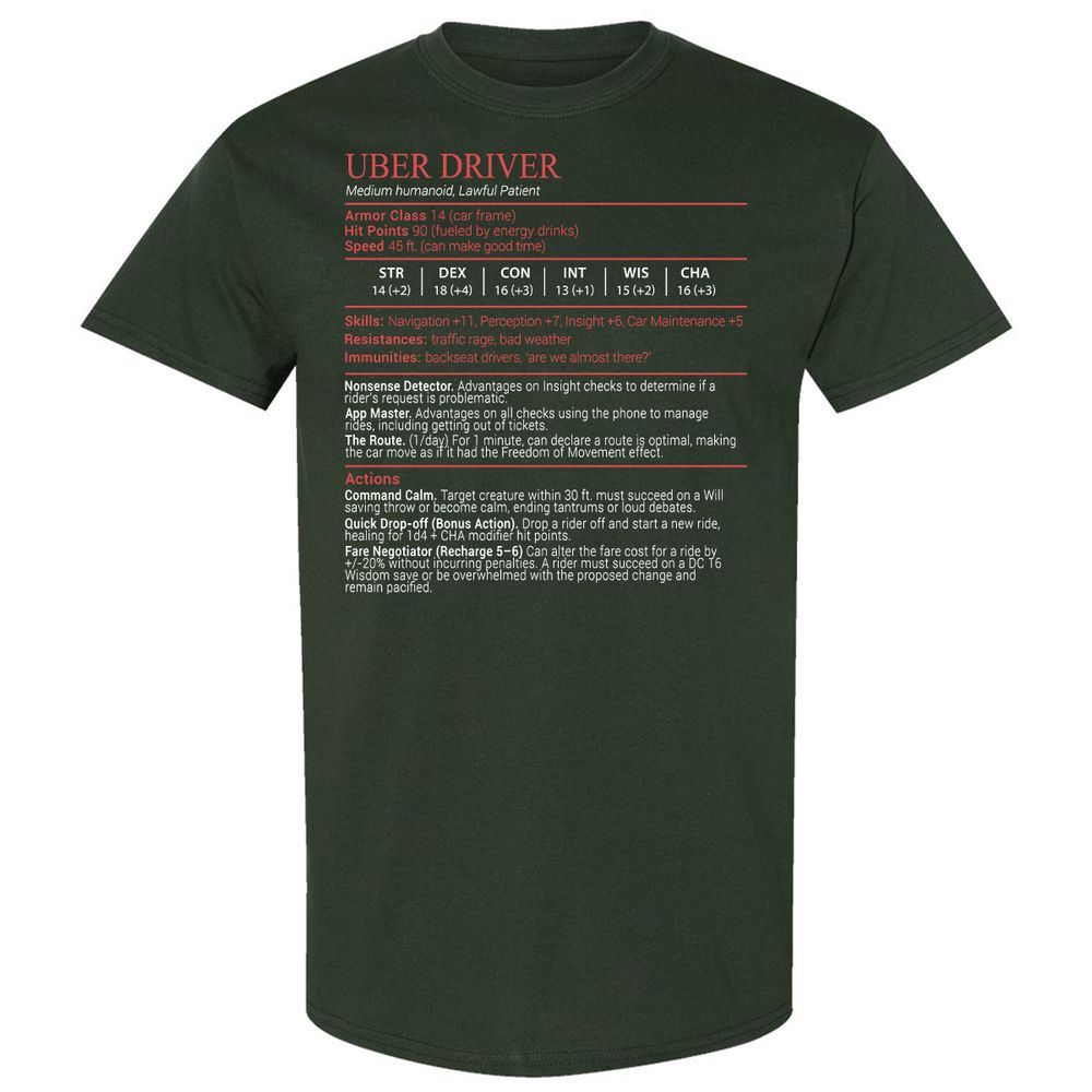 Uber Driver Stats Block Classic Unisex T-Shirt - Forest Green - 5