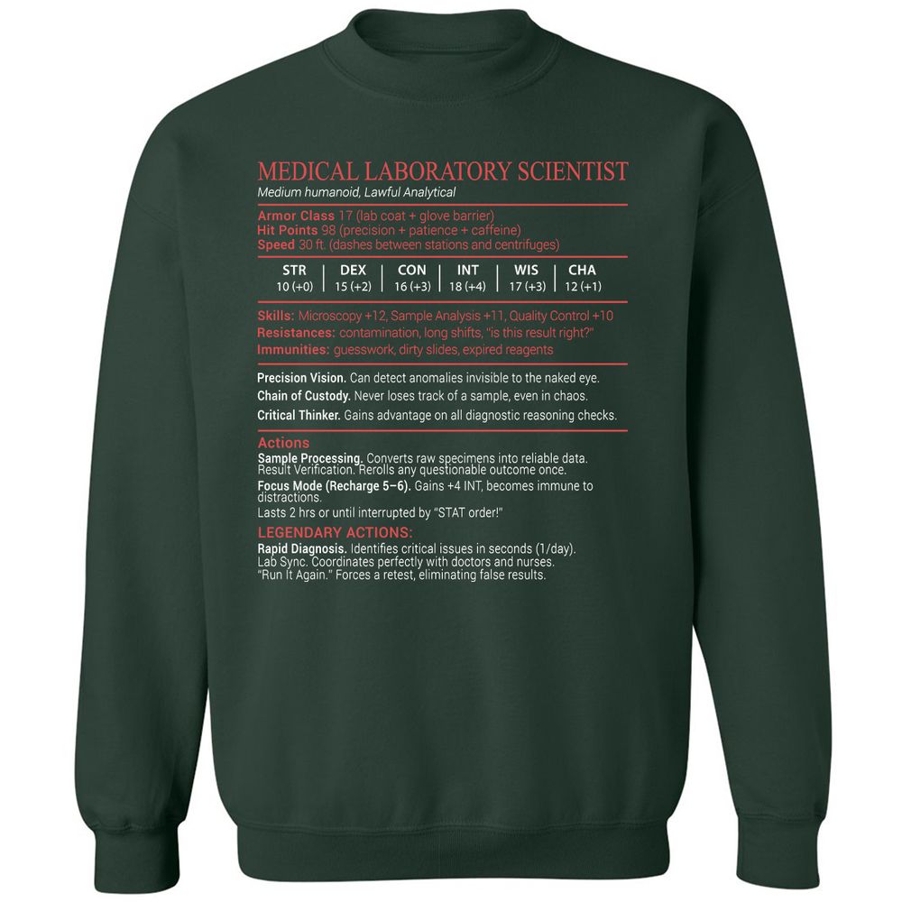 Medical Laboratory Scientist Stats Block - Forest Green - 5