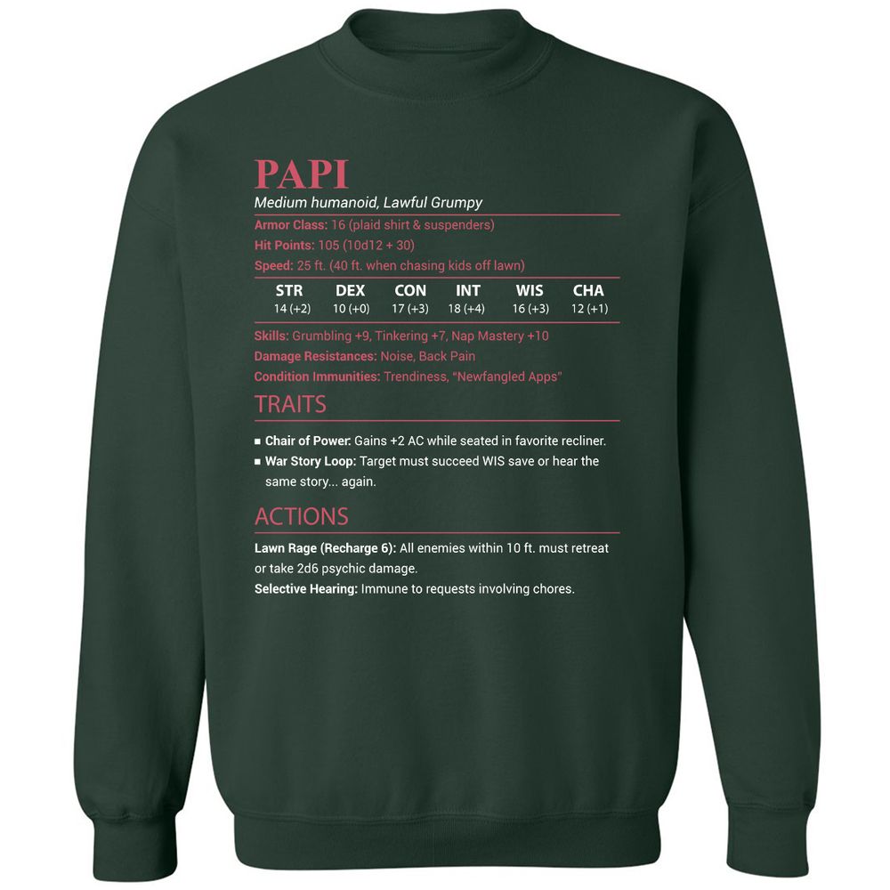 Papi Stats Classic Unisex Sweatshirt - Forest Green - 5