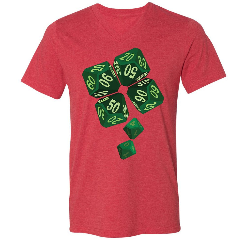 Dice Clover Unisex V-Neck T-Shirt - Heather Red - 5