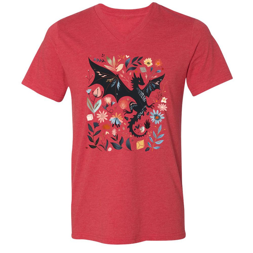 Floral DnD Dragon - Heather Red - 5