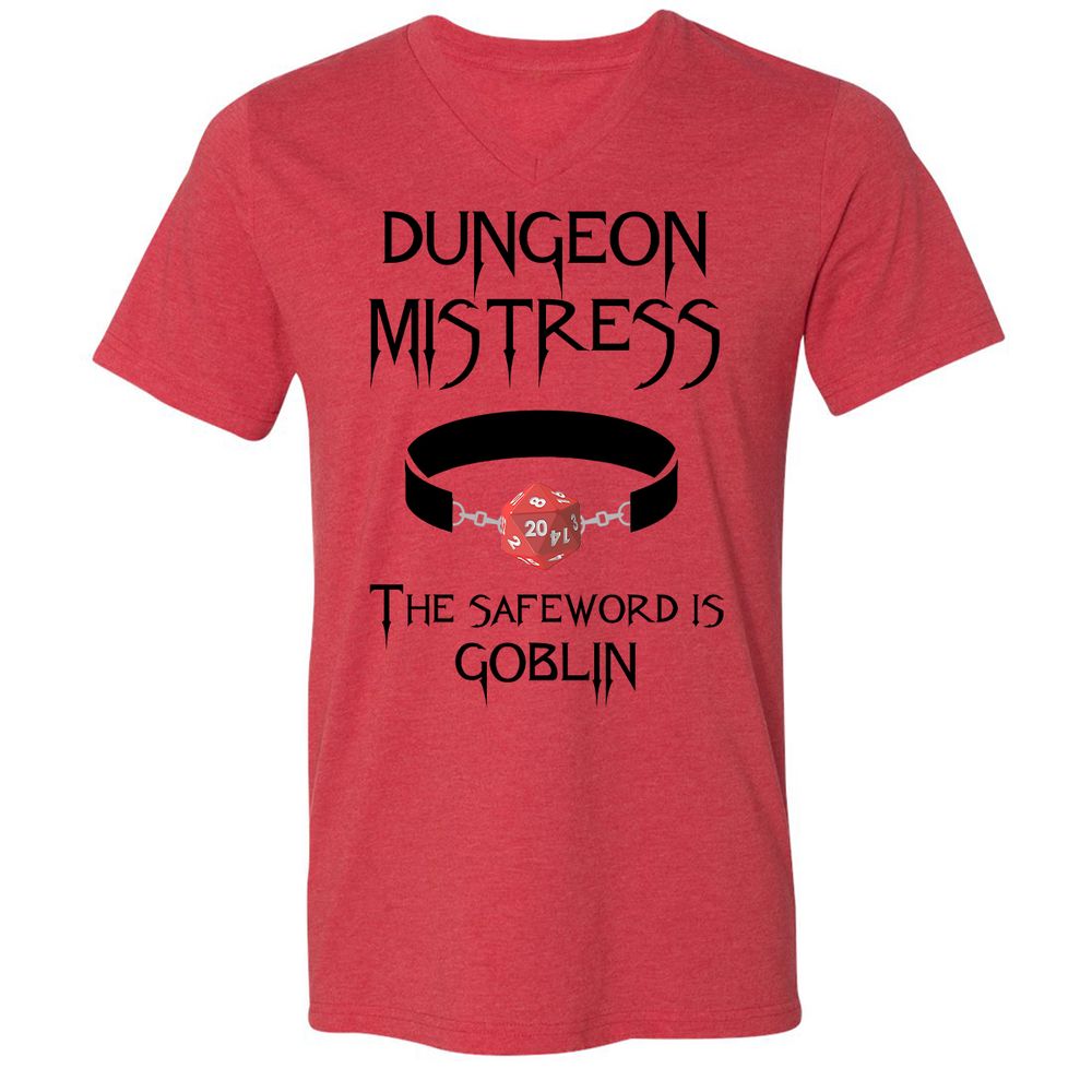 Dungeon Mistress Unisex V-Neck T-Shirt - Heather Red - 5