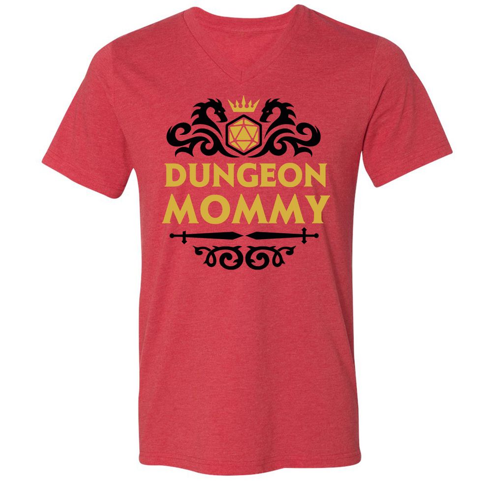 Dungeon Mommy Unisex V-Neck T-Shirt - Heather Red - 5