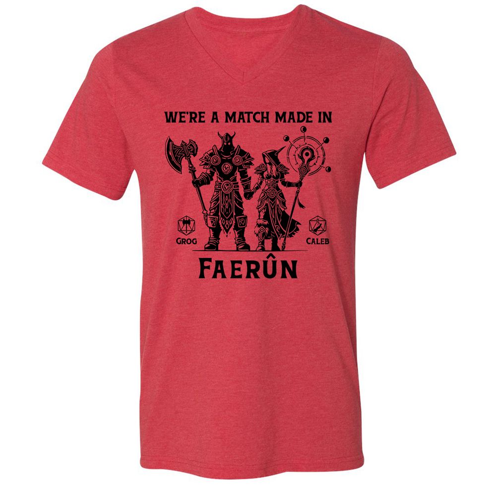 Custom DnD Class Couple Unisex V-Neck T-Shirt - Heather Red - 5