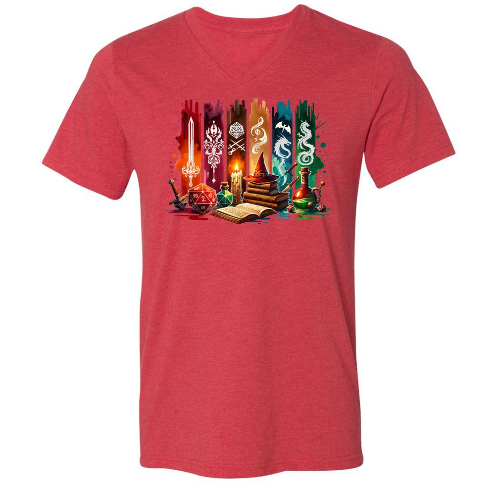 DnD Classes Unisex V-Neck T-Shirt - Heather Red - 5