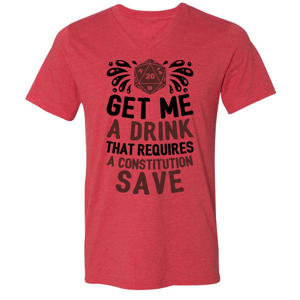 Get Me A Drink Unisex V-Neck T-Shirt - Heather Red - 5