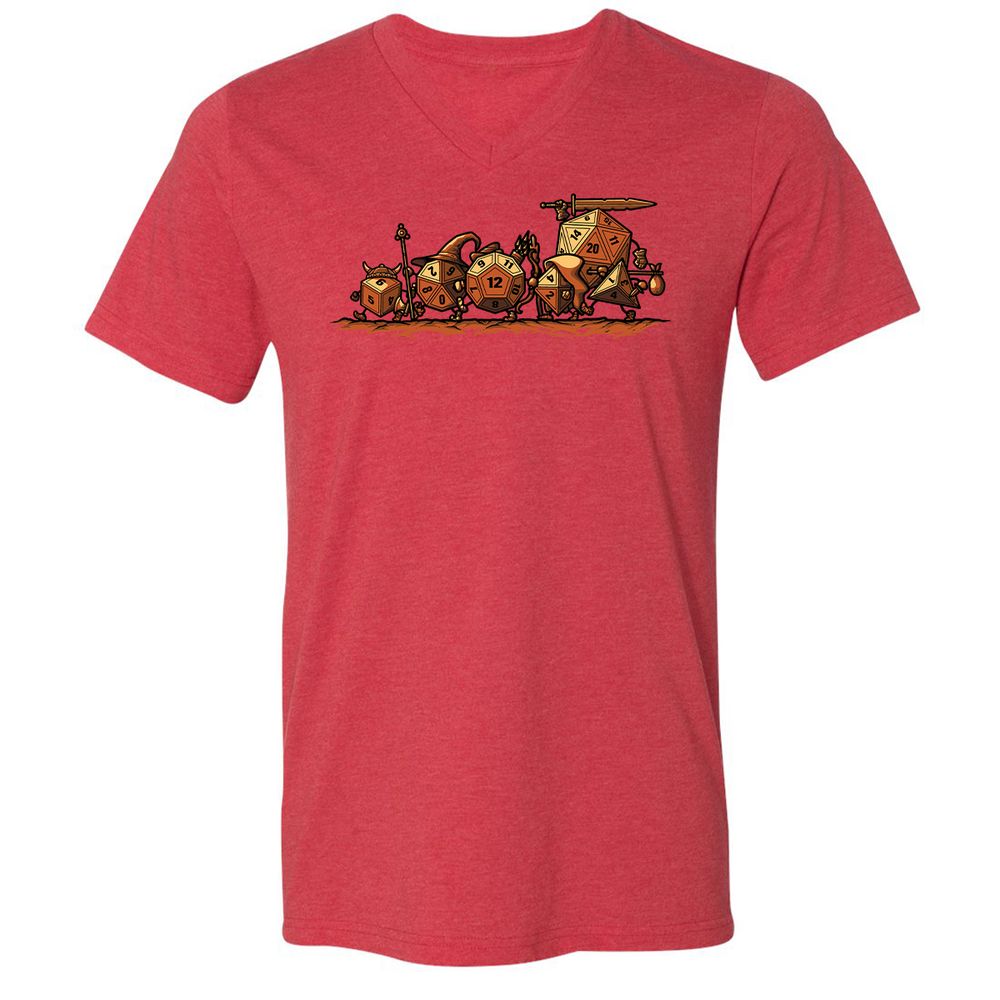 Fellowship Of The Dices Unisex V-Neck T-Shirt - Heather Red - 5