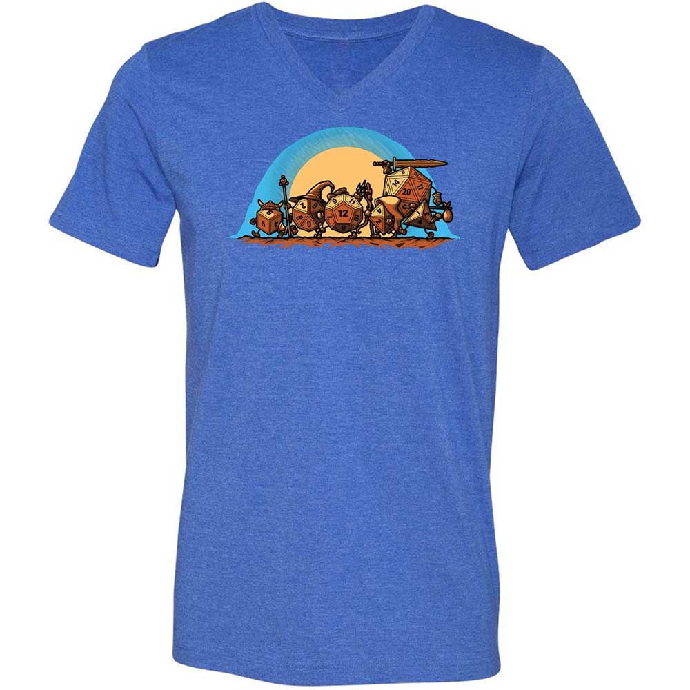 The Fellowship Of The Dice Unisex V-Neck T-Shirt - Heather True Royal - 5