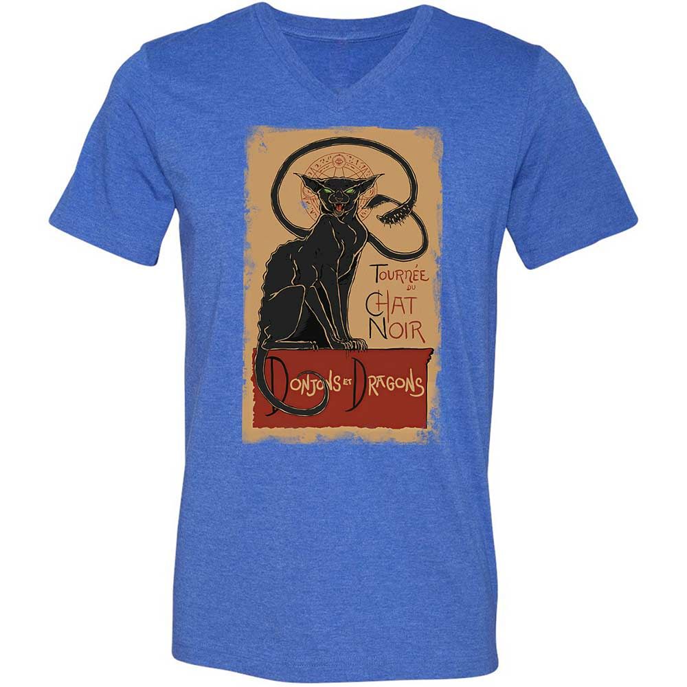 Tournee Du Chat Noir Unisex V-Neck T-Shirt - Heather True Royal - 5