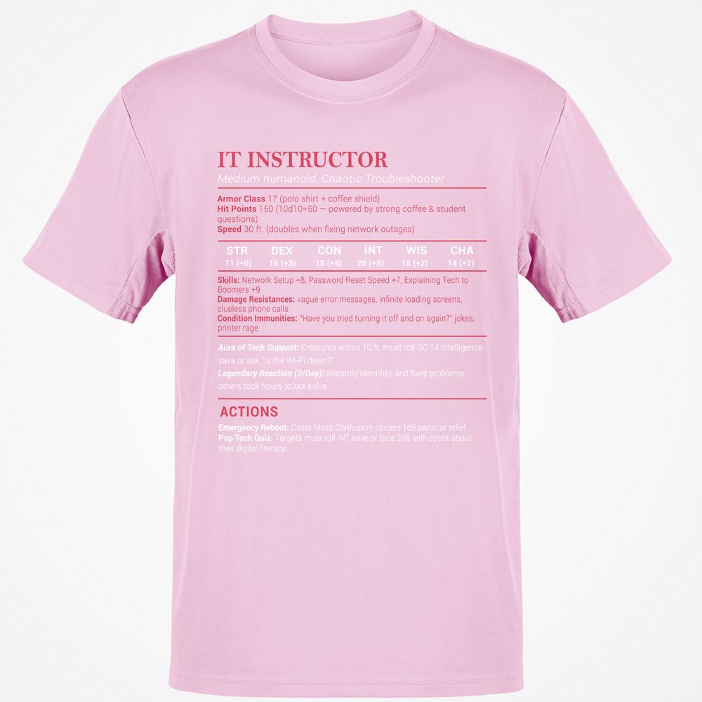 IT Instructor Classic Unisex T-Shirt - Light Pink - 5