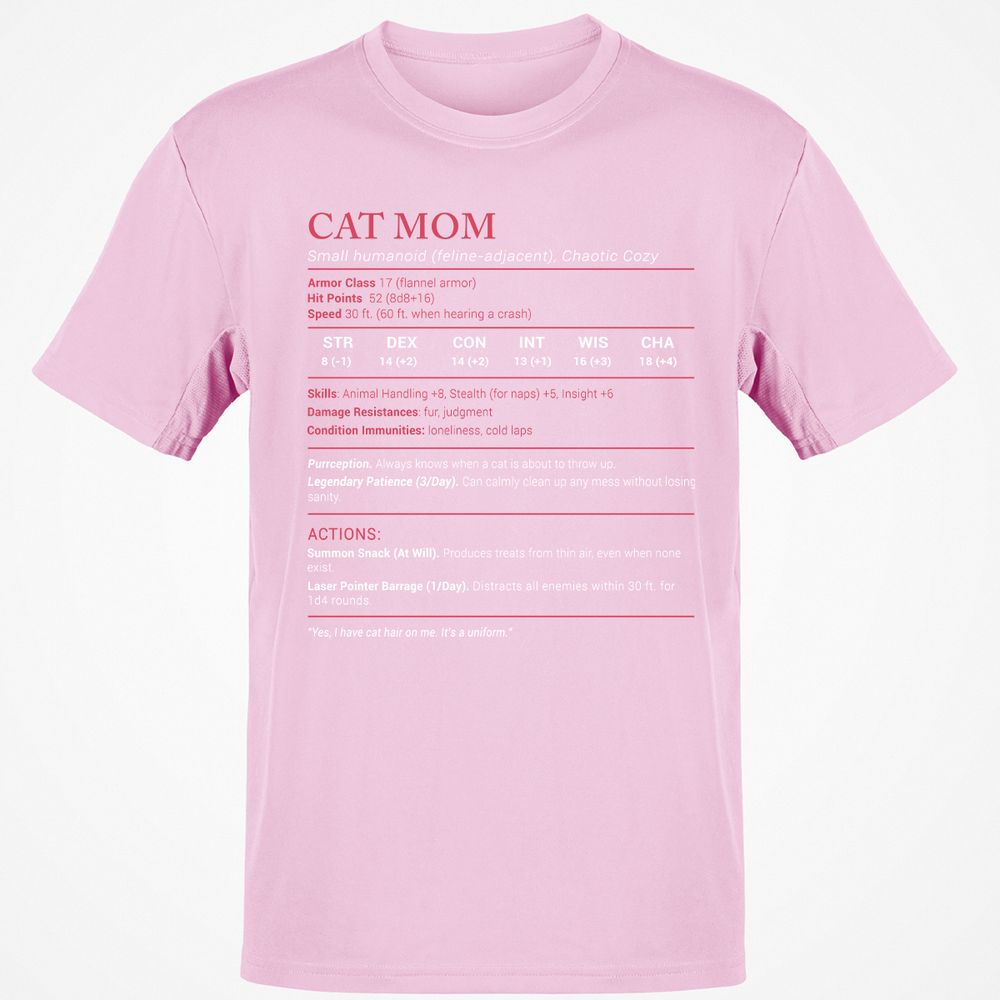 Cat Mom Stats Classic Unisex T-Shirt - Light Pink - 5