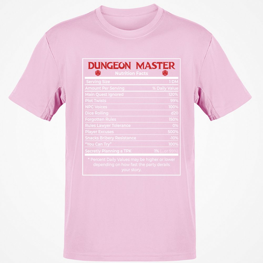 Dungeon Master Nutrition Facts Classic Unisex T-Shirt - Light Pink - 5