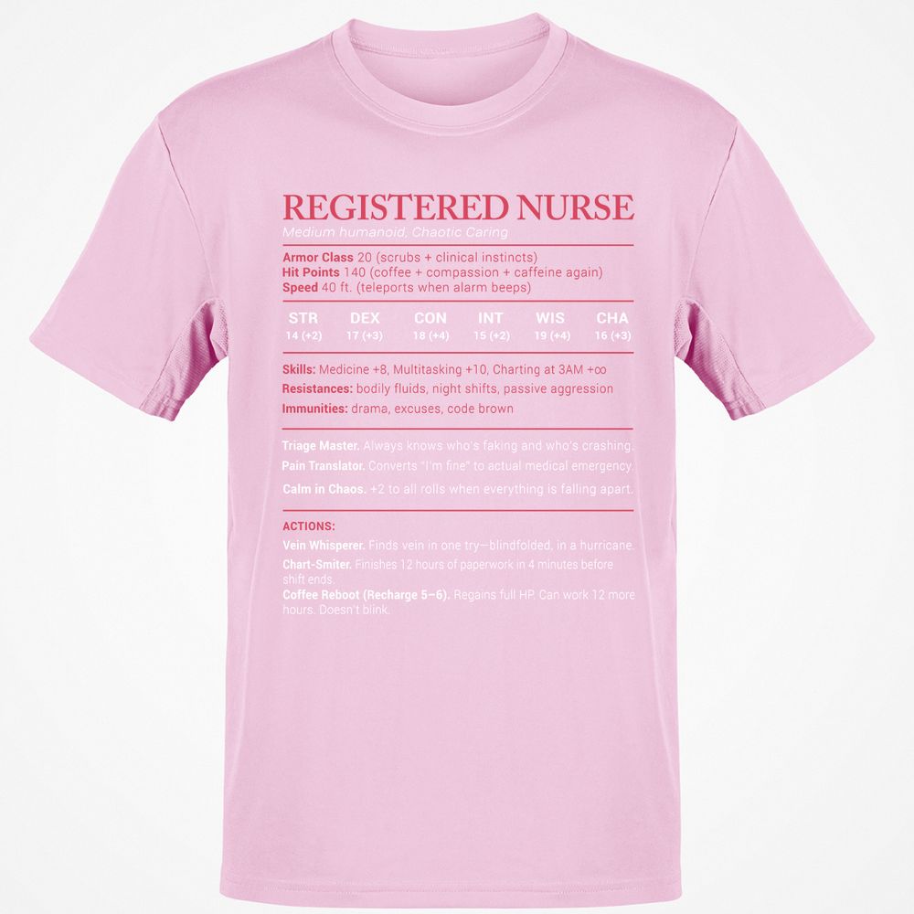 Registered Nurse Stats Classic Unisex T-Shirt - Light Pink - 5