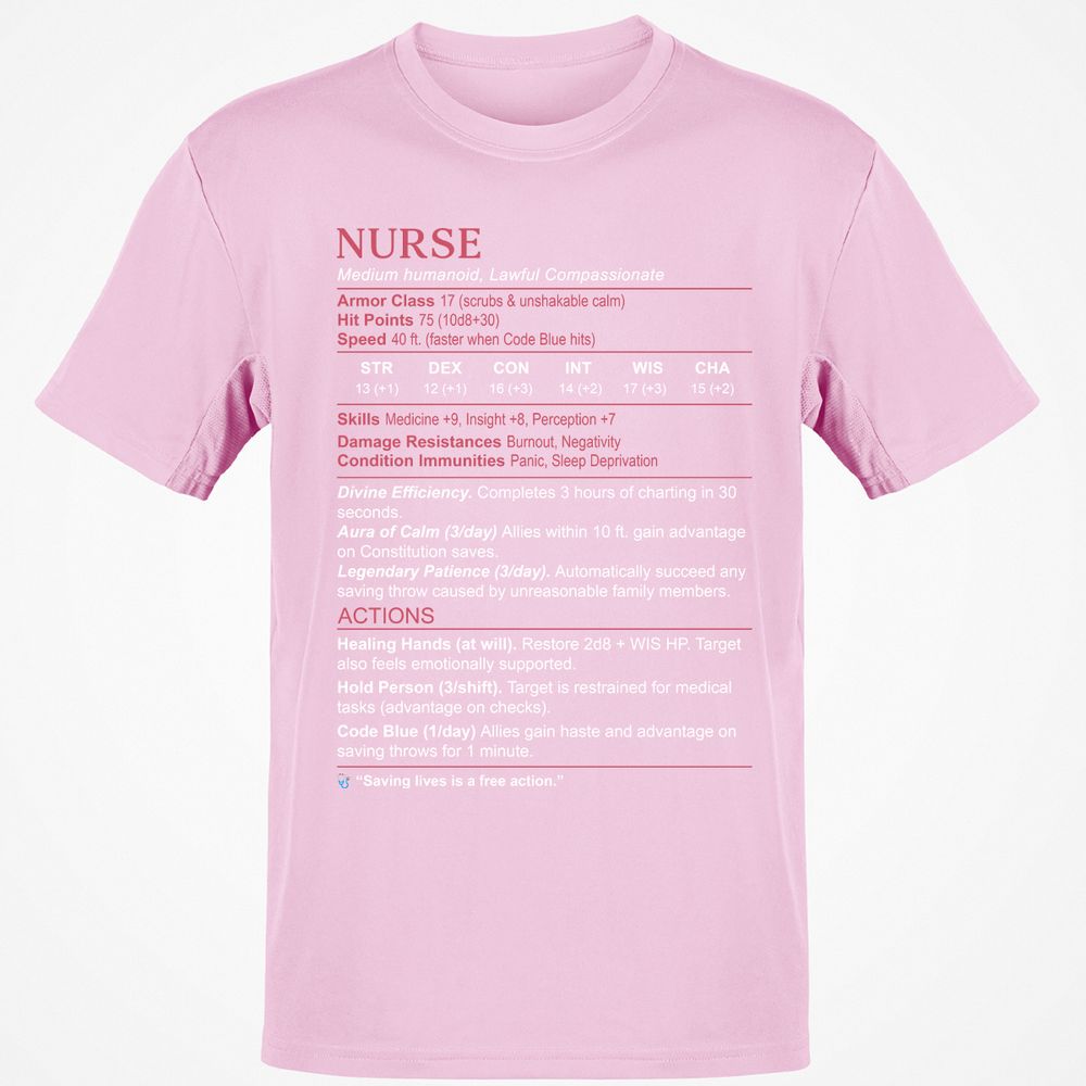 Nurse Stats 3 Classic Unisex T-Shirt - Light Pink - 5