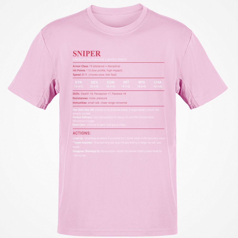 Sniper Stats Classic Unisex T-Shirt - Light Pink - 5