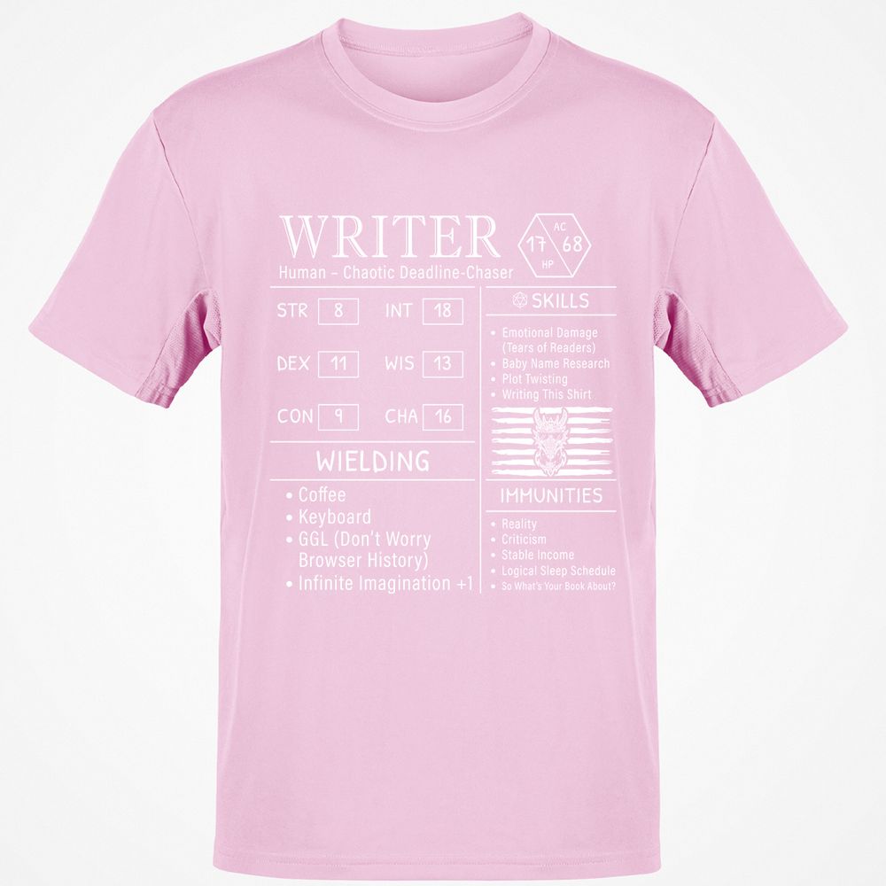 Writer Stats New Classic Unisex T-Shirt - Light Pink - 5