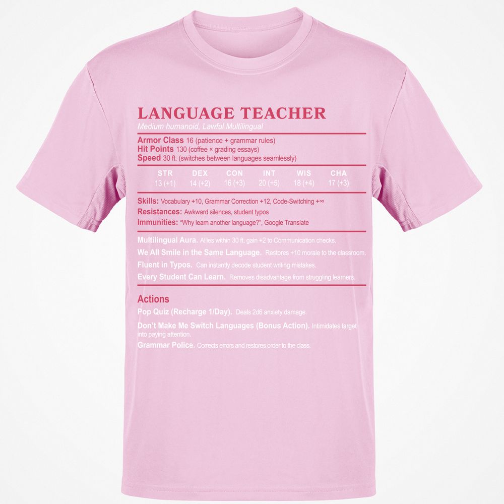 Language Teacher Classic Unisex T-Shirt - Light Pink - 5