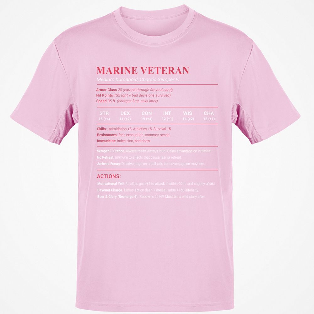 Marine Veteran Classic Unisex T-Shirt - Light Pink - 5