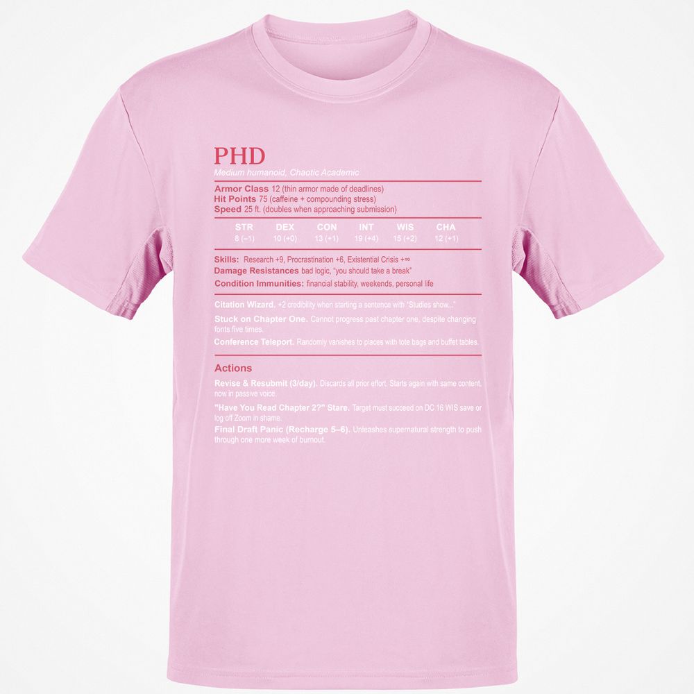 PhD Stats Classic Unisex T-Shirt - Light Pink - 5
