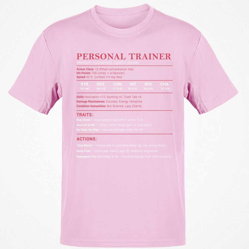 Personal Trainer PT Stats Classic Unisex T-Shirt - Light Pink - 5