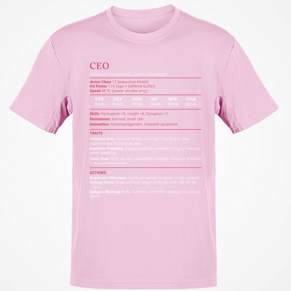 CEO Stats Classic Unisex T-Shirt - Light Pink - 5