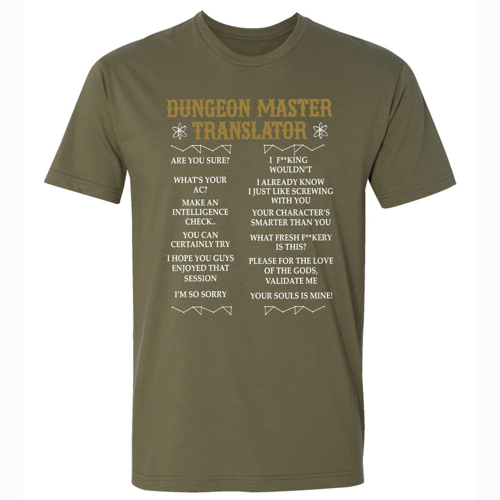 Dungeon Master Translator Premium Unisex T-Shirt - Military Green - 5