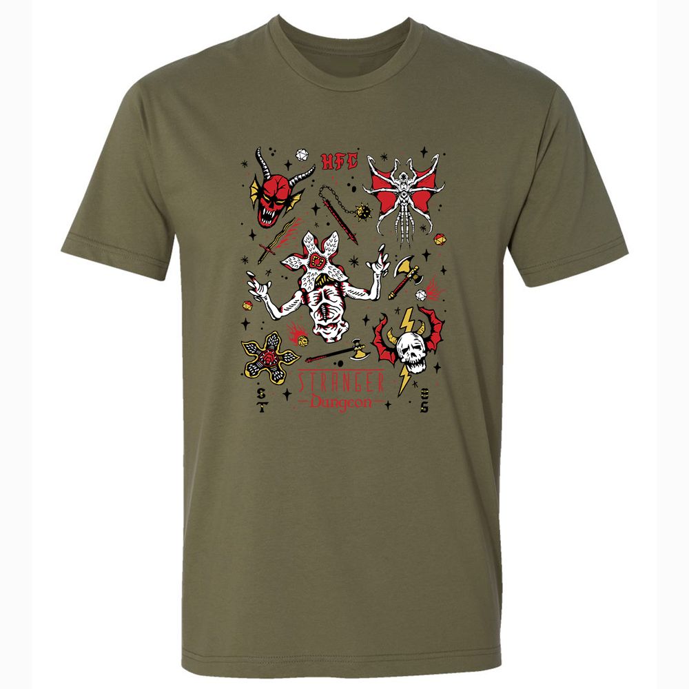 STRANGER DUNGEON Premium Unisex T-Shirt - Military Green - 5