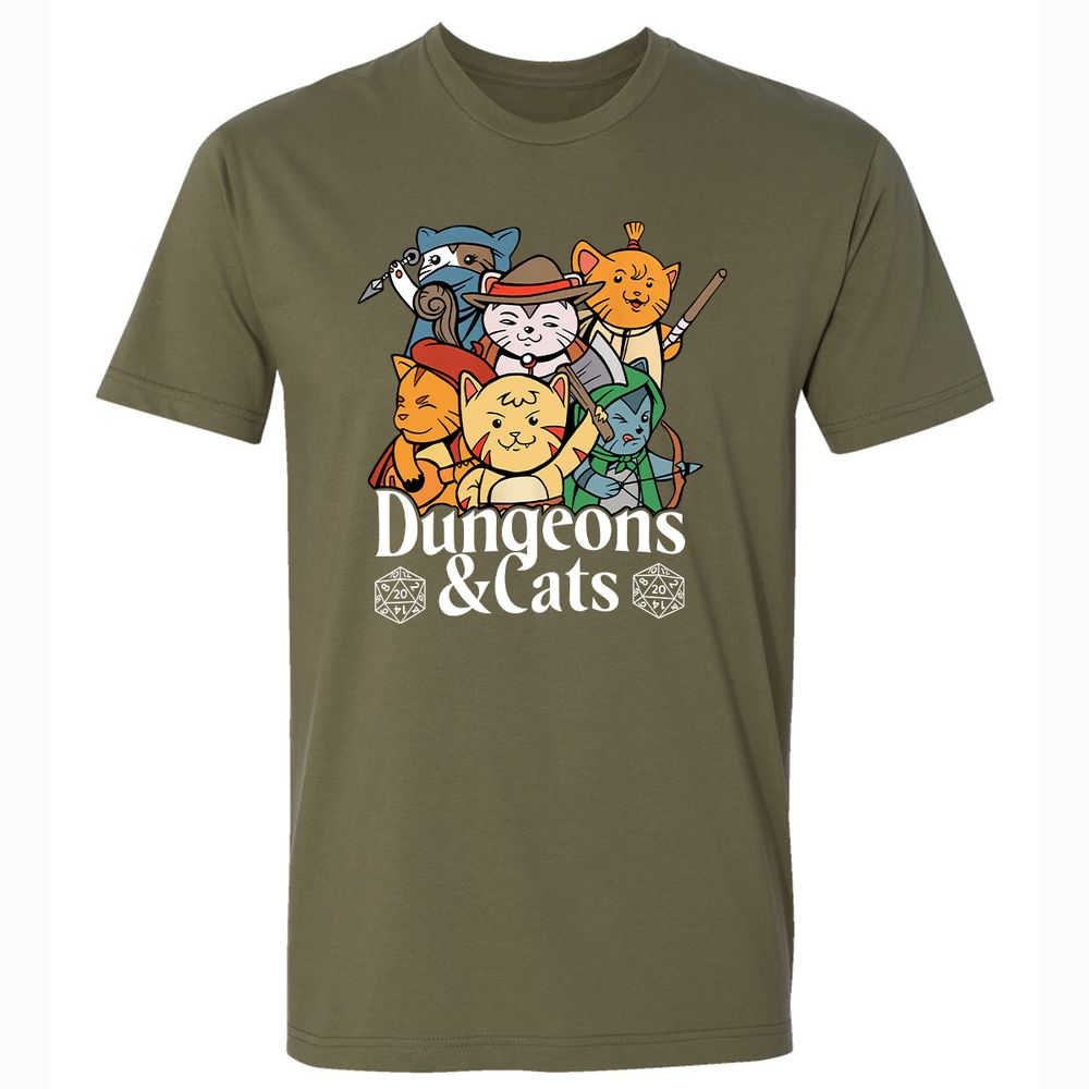 Dungeons & Cats Premium Unisex T-Shirt - Military Green - 5