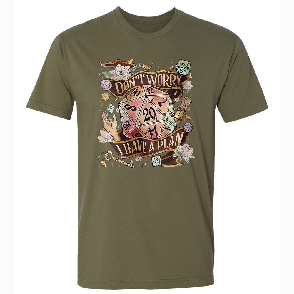 Floral Don't Worry I Have A Plan Premium Unisex T-Shirt - Military Green - 5