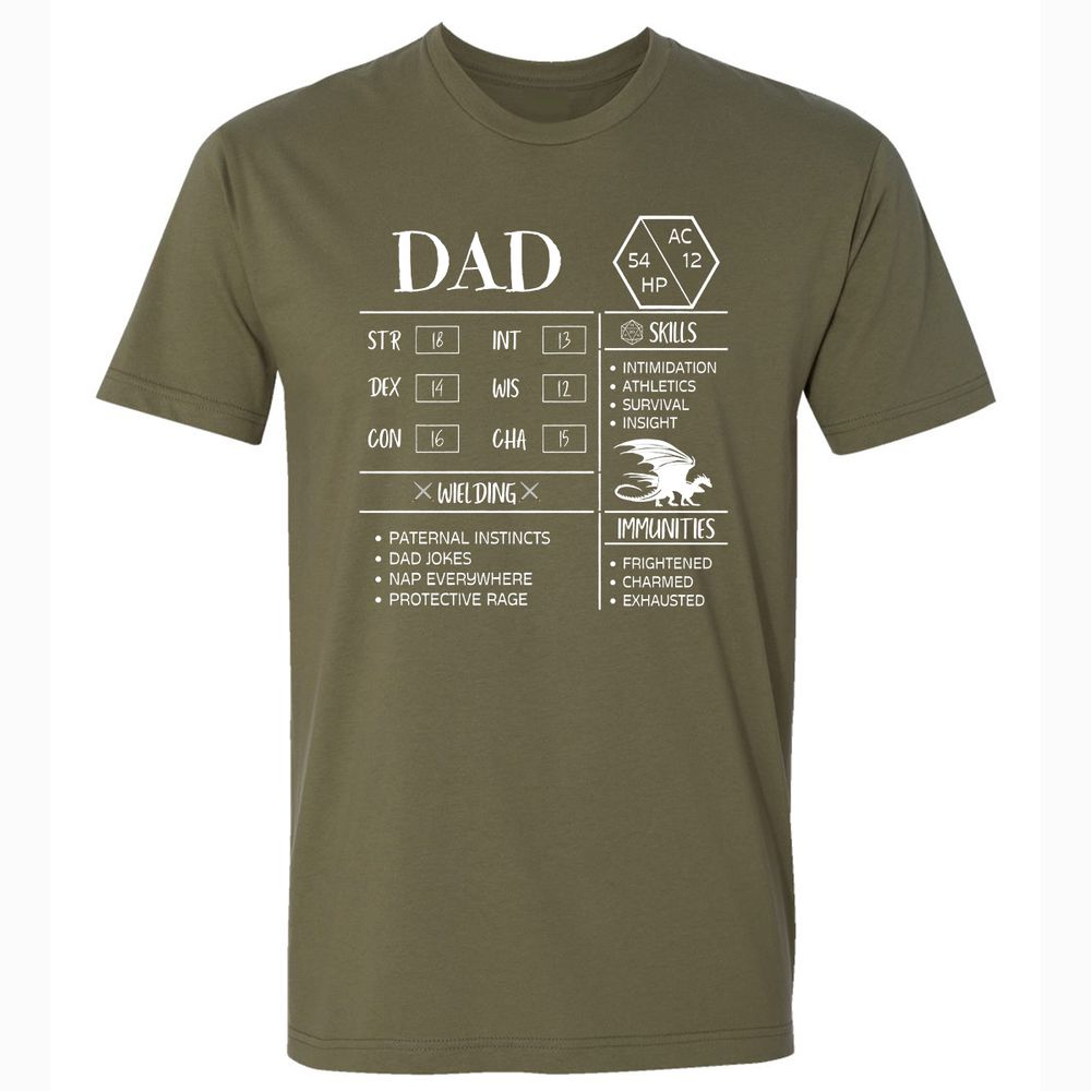 Dad Stats 2 Premium Unisex T-Shirt - Military Green - 5
