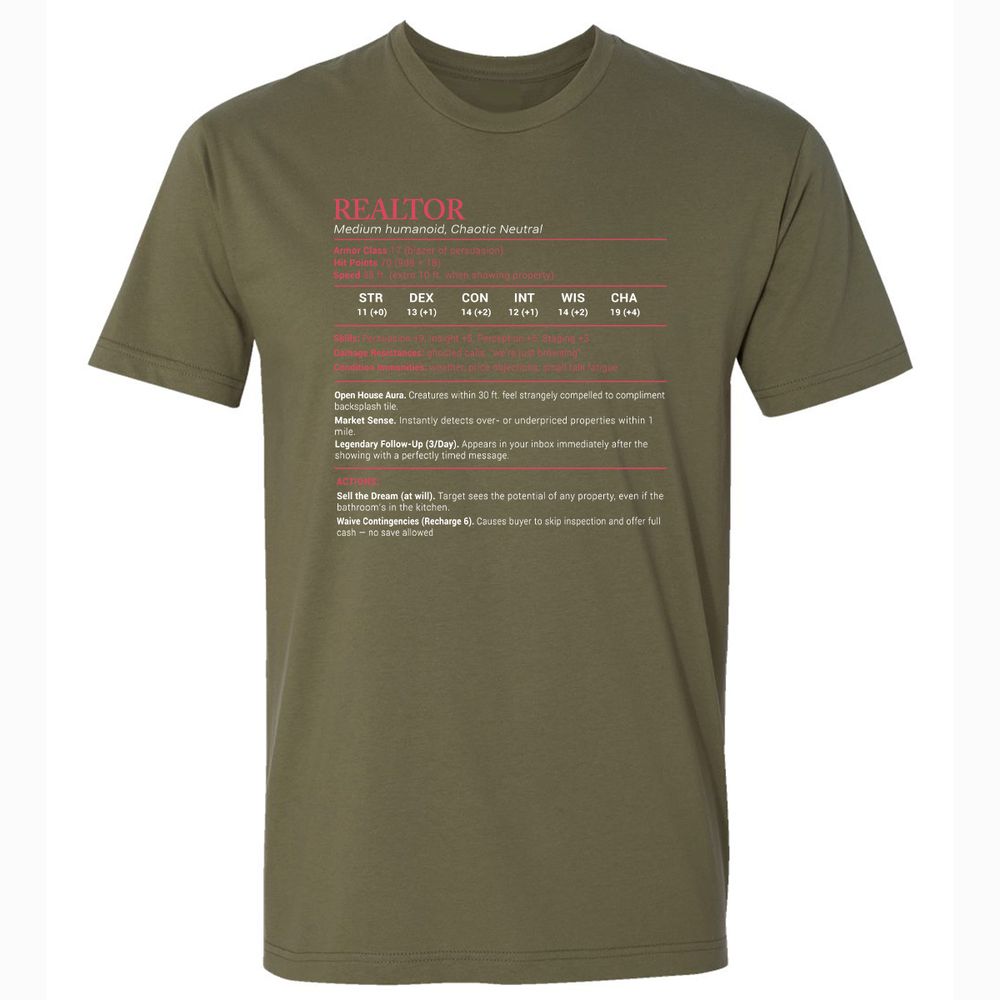 Realtor Stats Premium Unisex T-Shirt - Military Green - 5