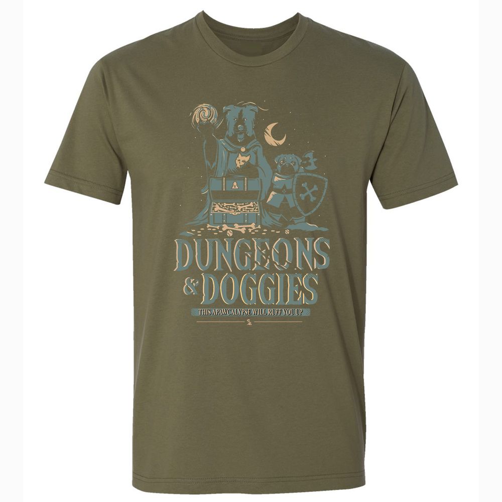 Dungeons & Doggies Premium Unisex T-Shirt - Military Green - 5