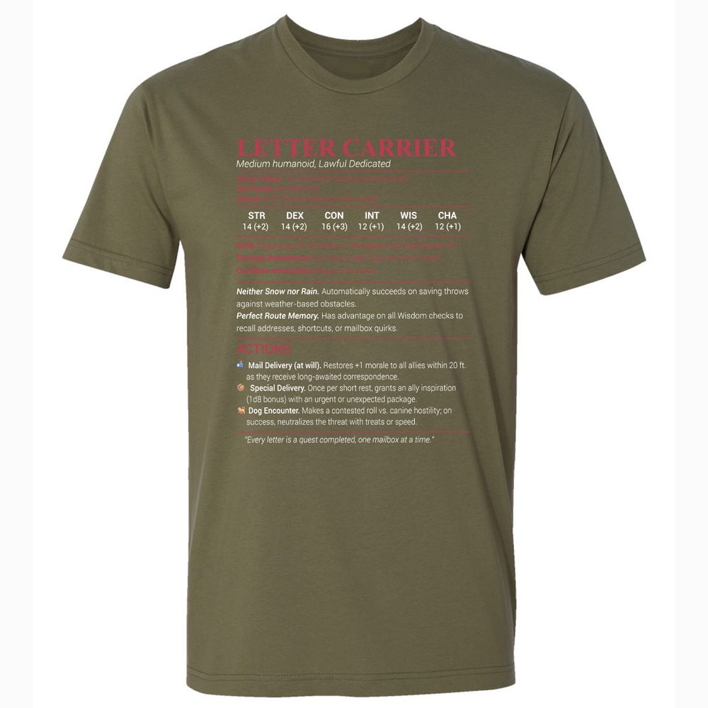 Letter Carrier Premium Unisex T-Shirt - Military Green - 5
